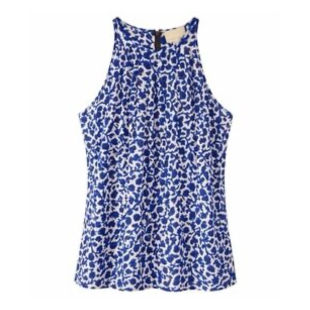 Cynthia Rowley Blue & White Floral Silk Tank Top Womens L